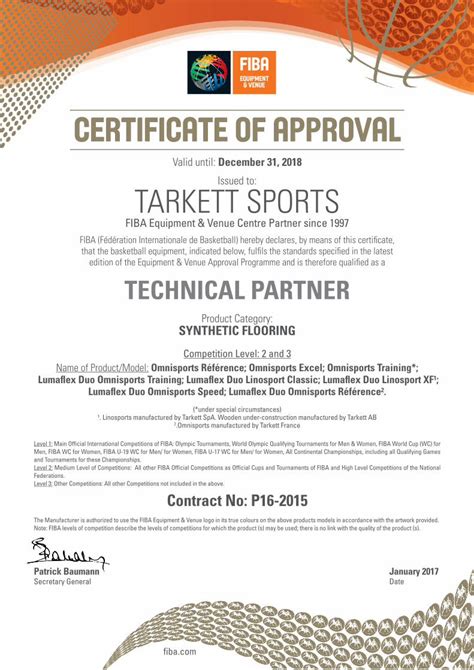 Pdf Certificate Of Approval Tarkett Fibacom Certificate Of