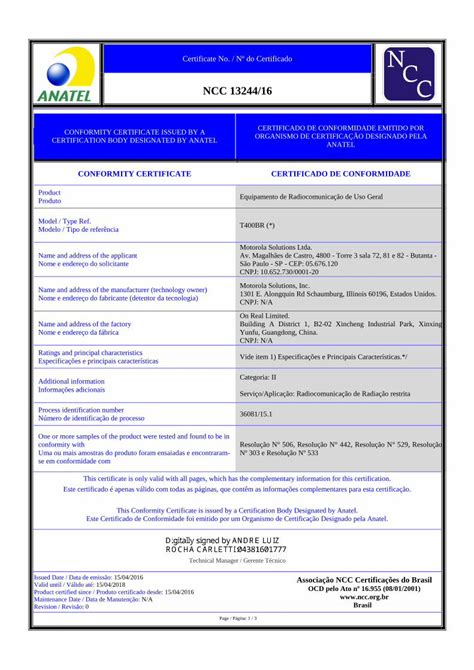 Pdf Conformity Assessment Certificate Issued By A Resolu O N