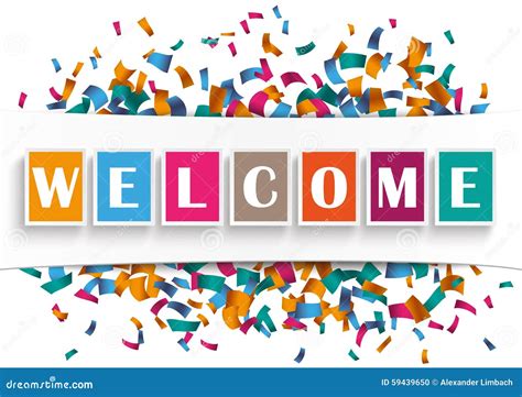 White Paper Banner Welcome Confetti Stock Vector Illustration Of Fest