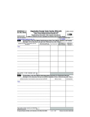 Fillable Online Schedule A Form Or Ez Organization