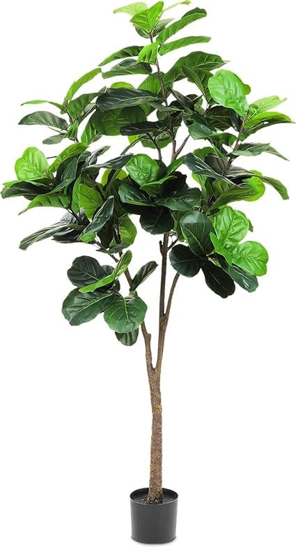 Realead Ft Artificial Fiddle Leaf Fig Tree In Plastic Nursery Pot