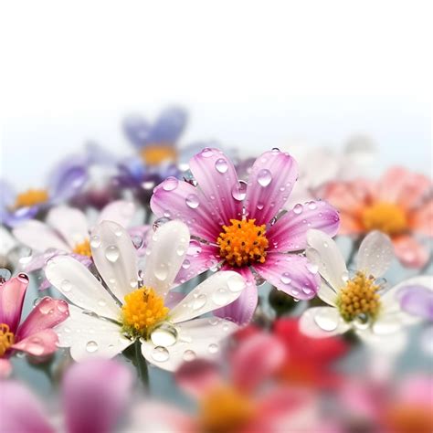 Premium Ai Image Pink And White Flowers With Water Droplets