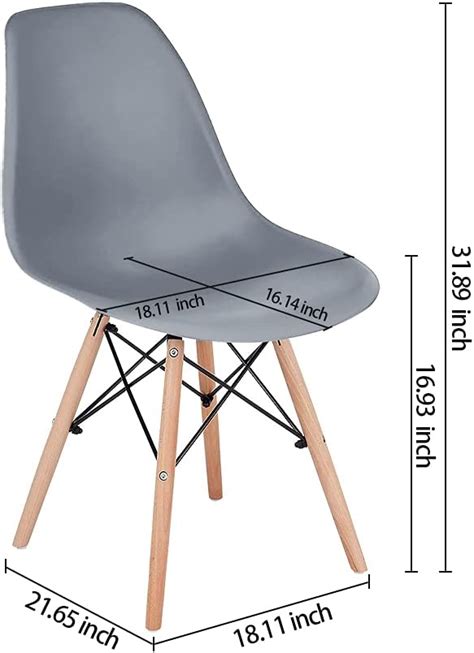 CangLong Lounge DSW Side Dining Chairs Set Of 4 Plastic Grey Color