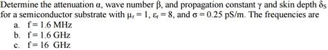 Solved Determine The Attenuation Alpha Wave Number Beta Chegg