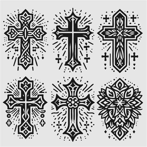 S Mbolos Religiosos Cruz Negra Conjunto De Tatuajes Vectores Vector