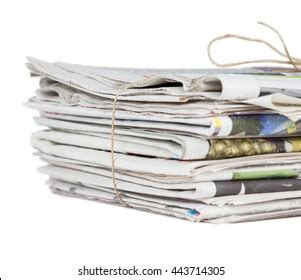 Pile Newspapers Tied String Isolated On Stock Photo