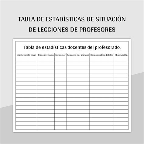 Plantilla De Excel Tabla De Estadísticas De Situación De Lecciones De