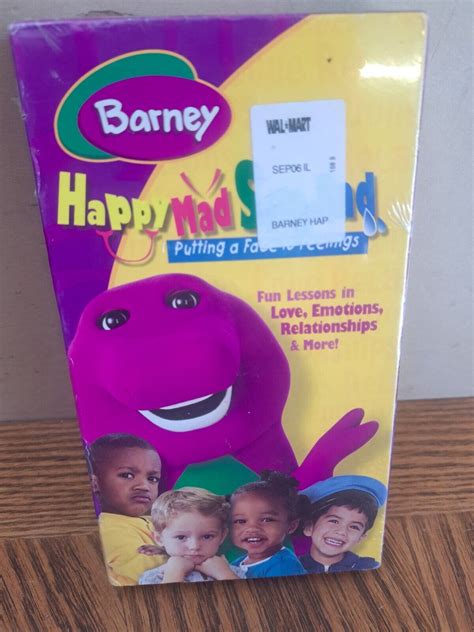 Barney Happy Mad Silly Sad Vhs Putting A Face To Feelings White Tape