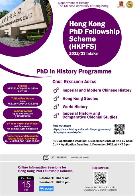 Hong Kong Phd Fellowship Scheme Hkpfs Department Of History The