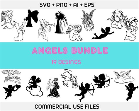 Angels Bundle Svg Christmas Angels Svg Christmas Decoration Etsy