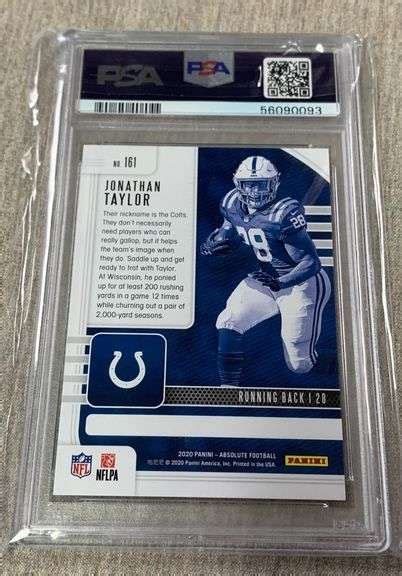 Graded 2020 Panini Absolute Jonathan Taylor Rookie Card - Metzger ...