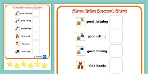 Twinkl Symbols Class Rules Reward Chart Teacher Made