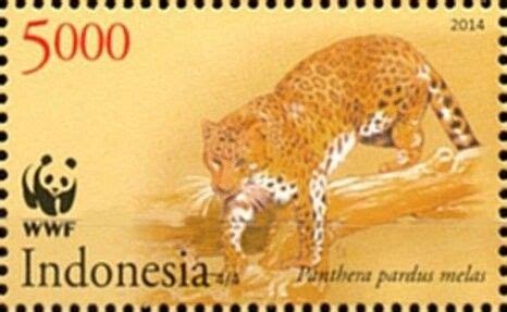 Javan Leopard Panthera pardus melas Postzegels Indonesië