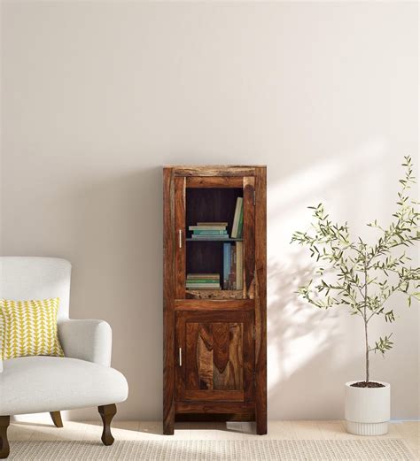 Buy Avian Sheesham Wood Book Case In Rustic Teak Finish Online Book Cases Book Cases