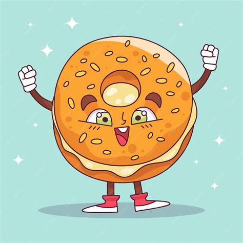 Free Vector Hand Drawn Bagel Cartoon Illustration