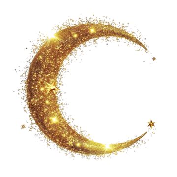 Ai Generative Sparkling Golden Crescent Moon And Star Sparkling