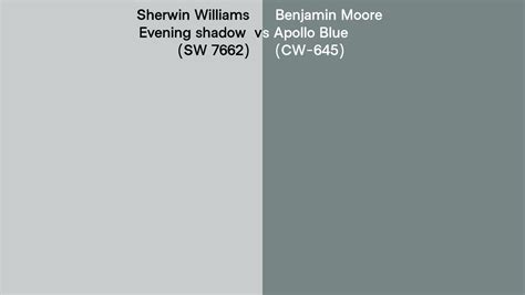 Sherwin Williams Evening Shadow SW 7662 Vs Benjamin Moore Apollo Blue