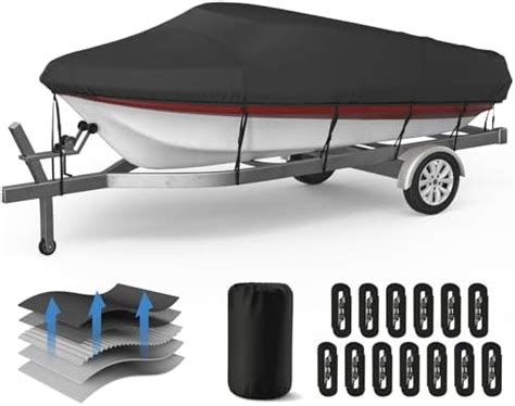 MR COVER 600D Waterproof Boat Cover For 16 18 5FT V Hull Beamwidth Up