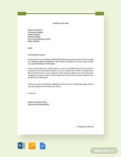 Letter Template Change Of Management Download