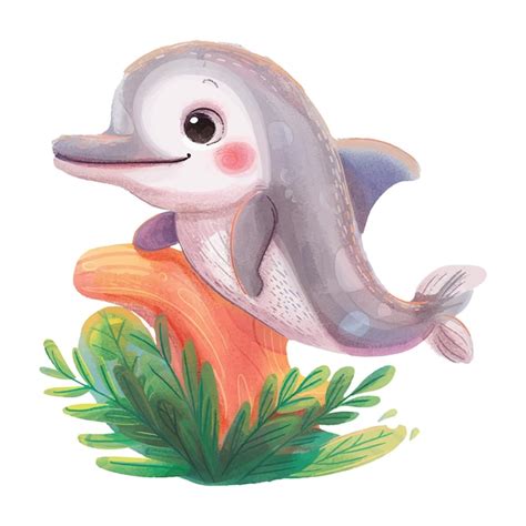 Premium Vector Cute Dolphin Watercolor Illustration Clipart 1