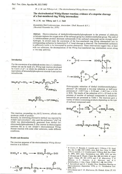 Pdf The Electrochemical Wittig Horner Reaction Evidence Of A