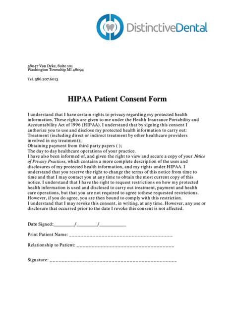 Free Printable Dental Hipaa Forms