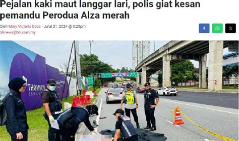 Kes Maut Langgar Lari Pemandu Perodua Alza Serah Diri Positif Dadah