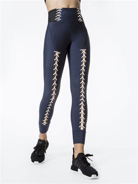 Lace Up Corset Leggings In Irisblack By Jonathan Simkhai X Carbon38