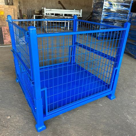 Heavy Duty Metal Pallet Cage Stackable Steel Pallet Box Foldable Wire