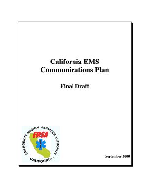 Fillable Online Emsa Ca California EMS Communications Plan The