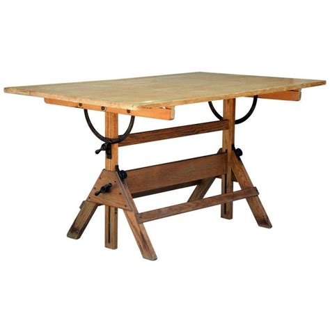 Vintage Articulated Oak And Maple Drafting Table By Hamilton At 1stdibs