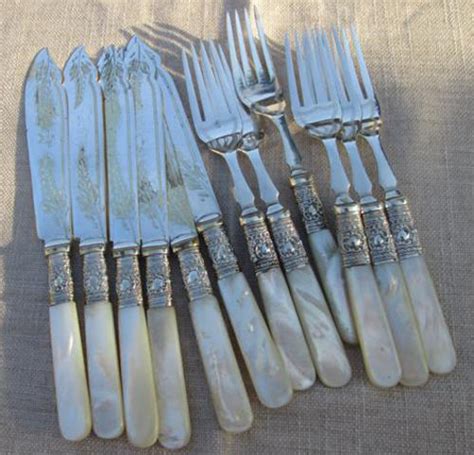 Cutlery Vintage Silver Plated Fish Knives And Forks With Mother Of