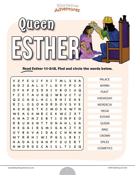 Queen Esther Word Search Pdf Bible Pathway Adventures