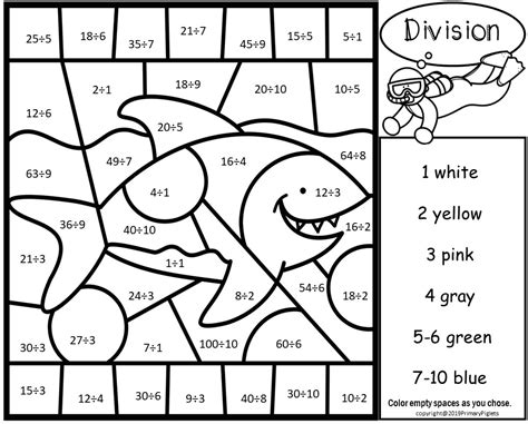 Color By Number Division Worksheet - Divisonworksheets.com