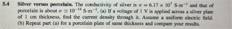 Solved Silver versus porcelain. The conductivity of silver | Chegg.com