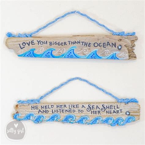 Custom Driftwood Sign With Waves He Held Her Like A Seashell Sign Love You Bigger Than The Ocean