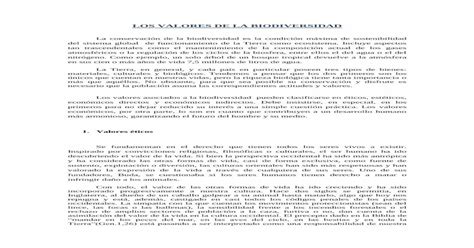 LOS VALORES DE LA PDF FileLOS VALORES DE LA BIODIVERSIDAD La