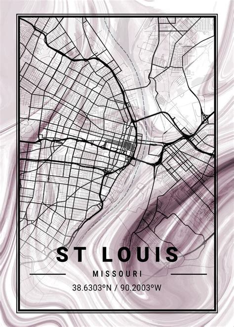 St Louis United States Orchids Marble Map Stock Illustration