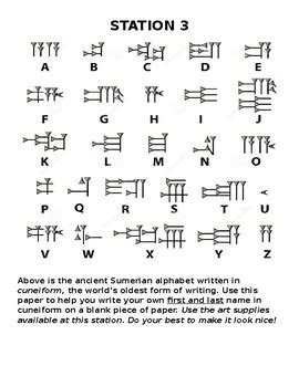 Cuneiform Alphabet Worksheet