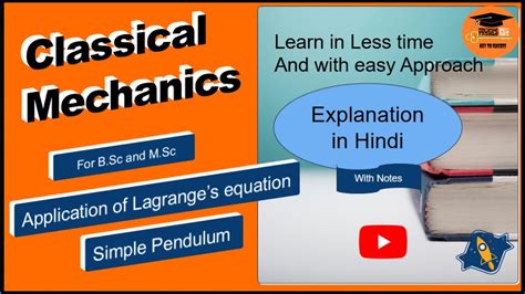 Application Of Lagranges Equation Simple Pendulum Youtube