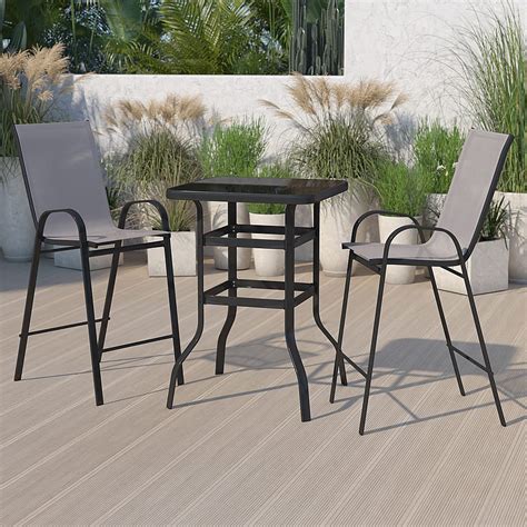 Alamont Home Brazos Outdoor Square Modern Steel Piece Patio Set Gray