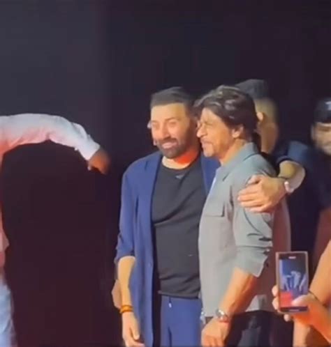 Gadar 2 Success Bash Shah Rukh Khan Sunny Deol Share A Warm Hug As