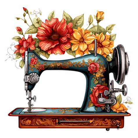 Sewing Machine With Sunflower On Transparent Background 34673910 PNG