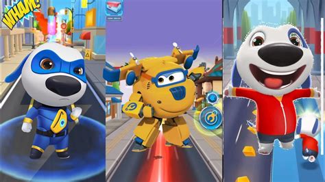 Talking Tom Hero Dash Vs Super Wings Jett Run Vs Talking Tom Gold Run