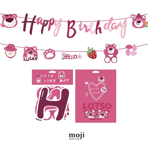 Bộ Cờ Treo Trang Trí Party Happy Birthday Ts Gấu Dâu Lotso