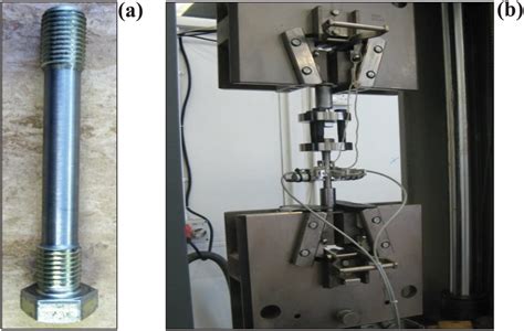 A Machined Bolt For The Tensile Test B Test Setup For Tensile Test