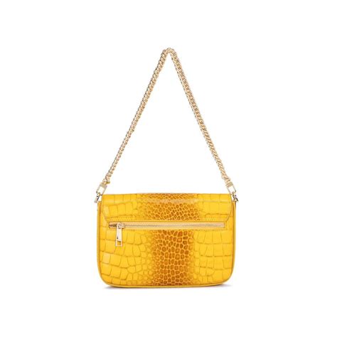 Buy Da Milano Genuine Leather Yellow Sling Bag Online