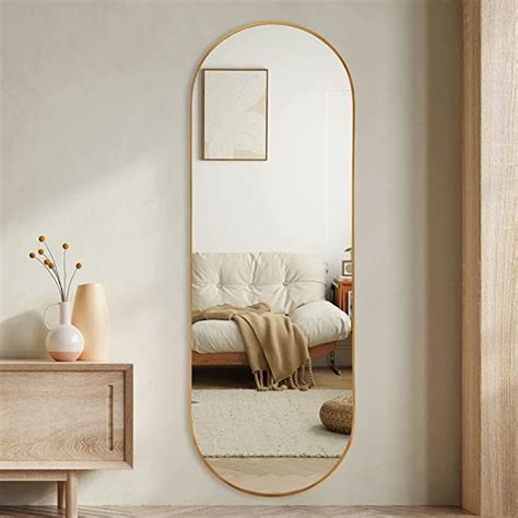 TheiaMo Oval Full Length Mirror, 65"×22" Wall-Mounted Floor Mirror, Black