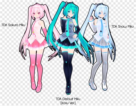 Tda Miku Trio Dl Three Female Anime Characters Png Pngegg