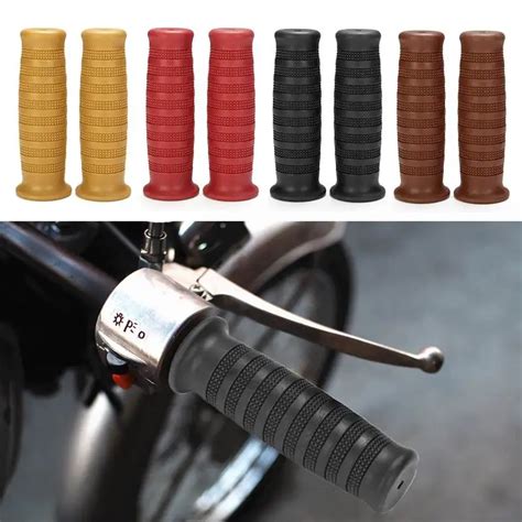 2x Universal 7 8 22mm Motorcycle Bike Rubber Handlebar Hand Grip Cafe